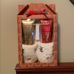 Slippers, foot lotion, foot scrub & foot sponge